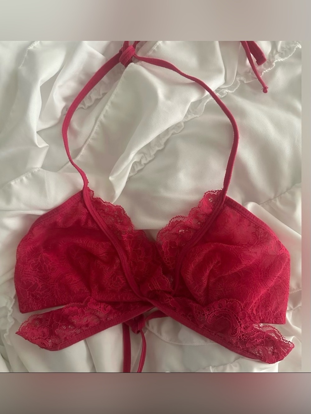 NWOT VENUS Sexy Dark Pink Lace Wrap Around Lingerie Bra Size Small/Medium